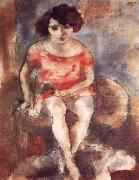 Jules Pascin The woman wearing the red garment painting